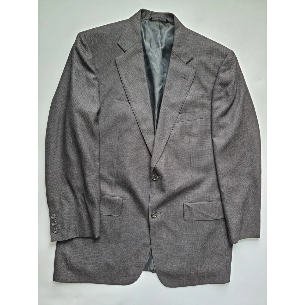 Brooks Brothers Mens 40R Wool Sport Coat Gray Brown Check Two Button USA